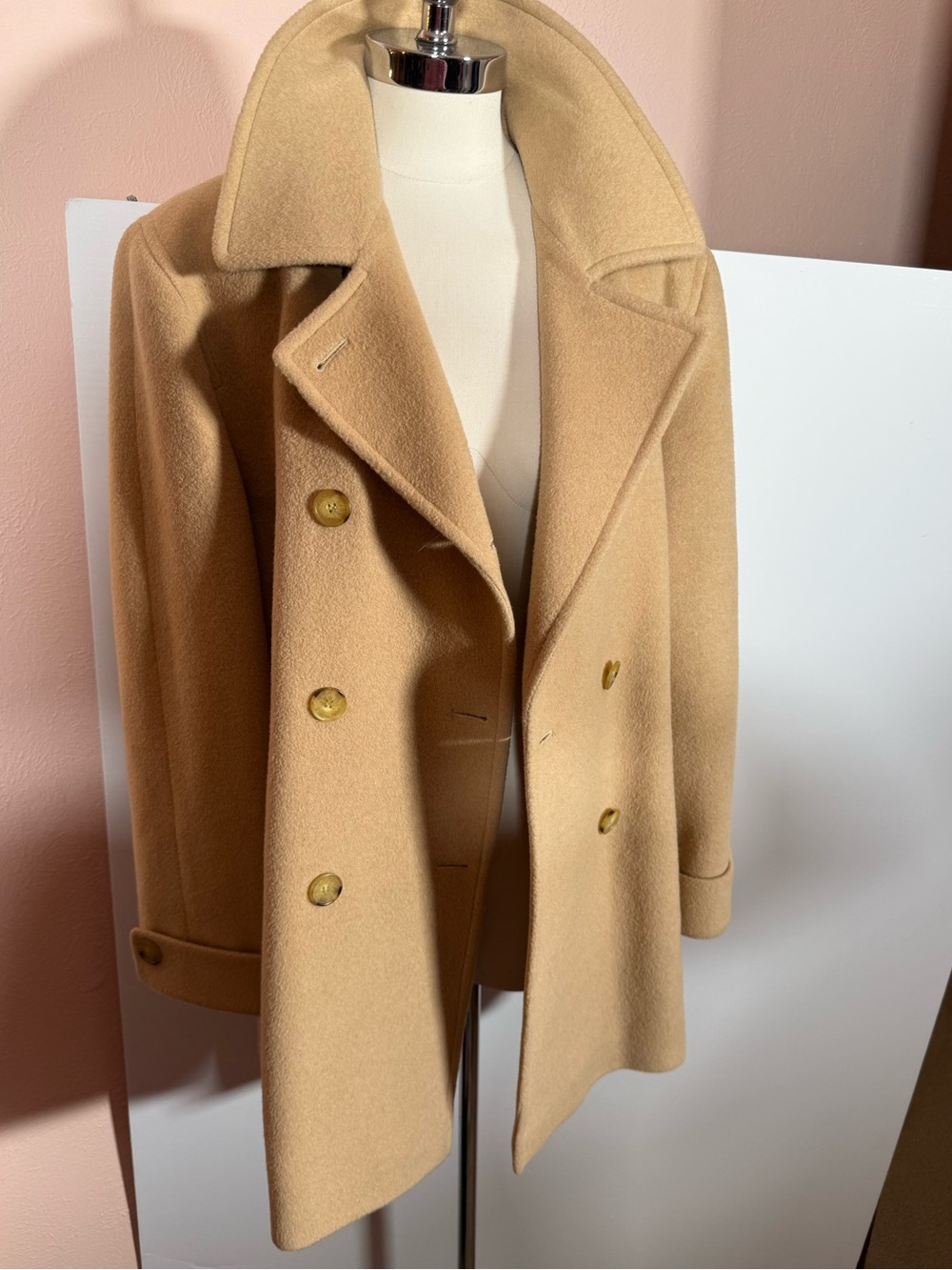 Vintage 100% Camel hair double breasted pea coat Larry Levine Size 14